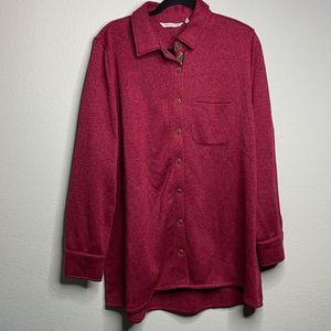 Soft Surroundings Jacket Shirt Red Willow Size 1X Snap Front Heathered
